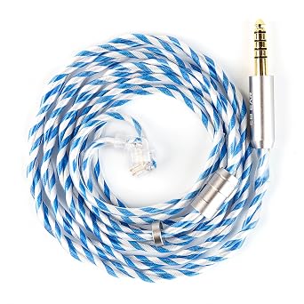 KBEAR Frost IEM Cable, 6N 2-Strand Twisted-Pair 71-Core OCC Gold-Plated HiFi Earphone Upgrade Cable, 1.2m in Ear Monitor Replacement Wire for KZ ZS10 PRO, ZAS, ZAR Silver-Blue, QDC 4.4MM