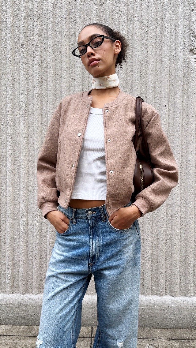 Amazon.com: Tankaneo Womens Cropped Bomber Jacket Wool Blend