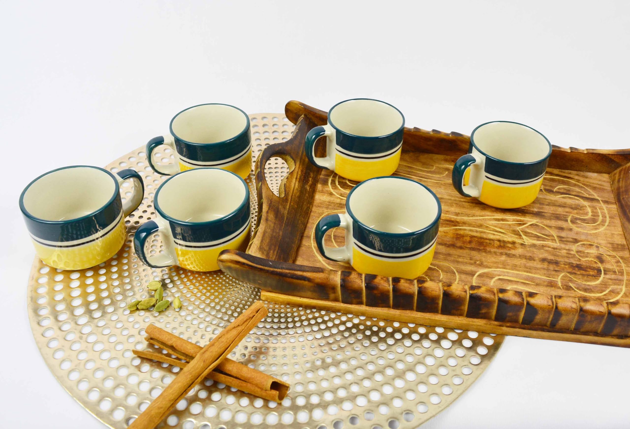 Handpainted Tea Cups - Set of 6 | Unique Ceramic Cups -2