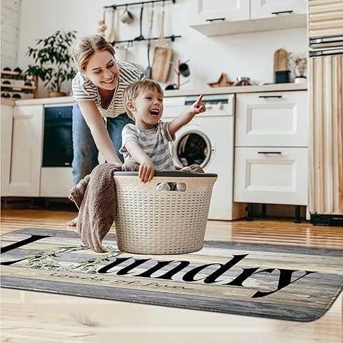 Vista 4 de Organización de la lavandería, 20 x 47 pulgadas, antideslizante para cuarto de lavado, tapete impermeable para el suelo de la cocina, tapete