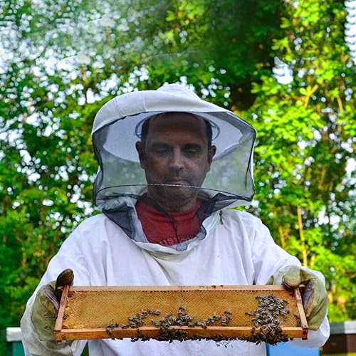 Miniatura 6 de Chaqueta de apicultura con capucha de velo de malla ventilada, chaqueta de apicultor profesional con guantes para hombres y mujeres, suministros de
