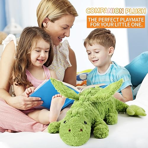 Miniatura 3 de VETENSO Juguete de dragón de peluche para niños, lindo dragón de peluche, dinosaurio verde