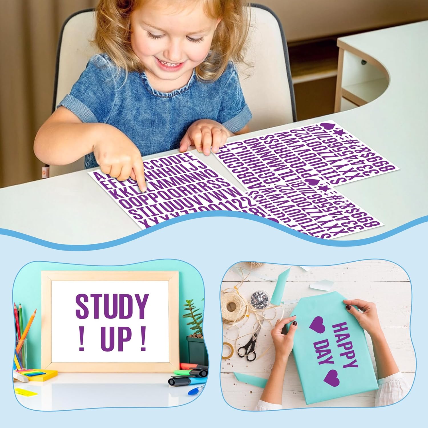 1470Pcs Letter Stickers Alphabet Stickers 15 Sheets Vinyl Small Mailbox Numbers 1 Inch Self Adhesive,Stick on Letters for Scrapbook Water Bottles Mailbox Cup Craft Sign Classroom Address Number Purple