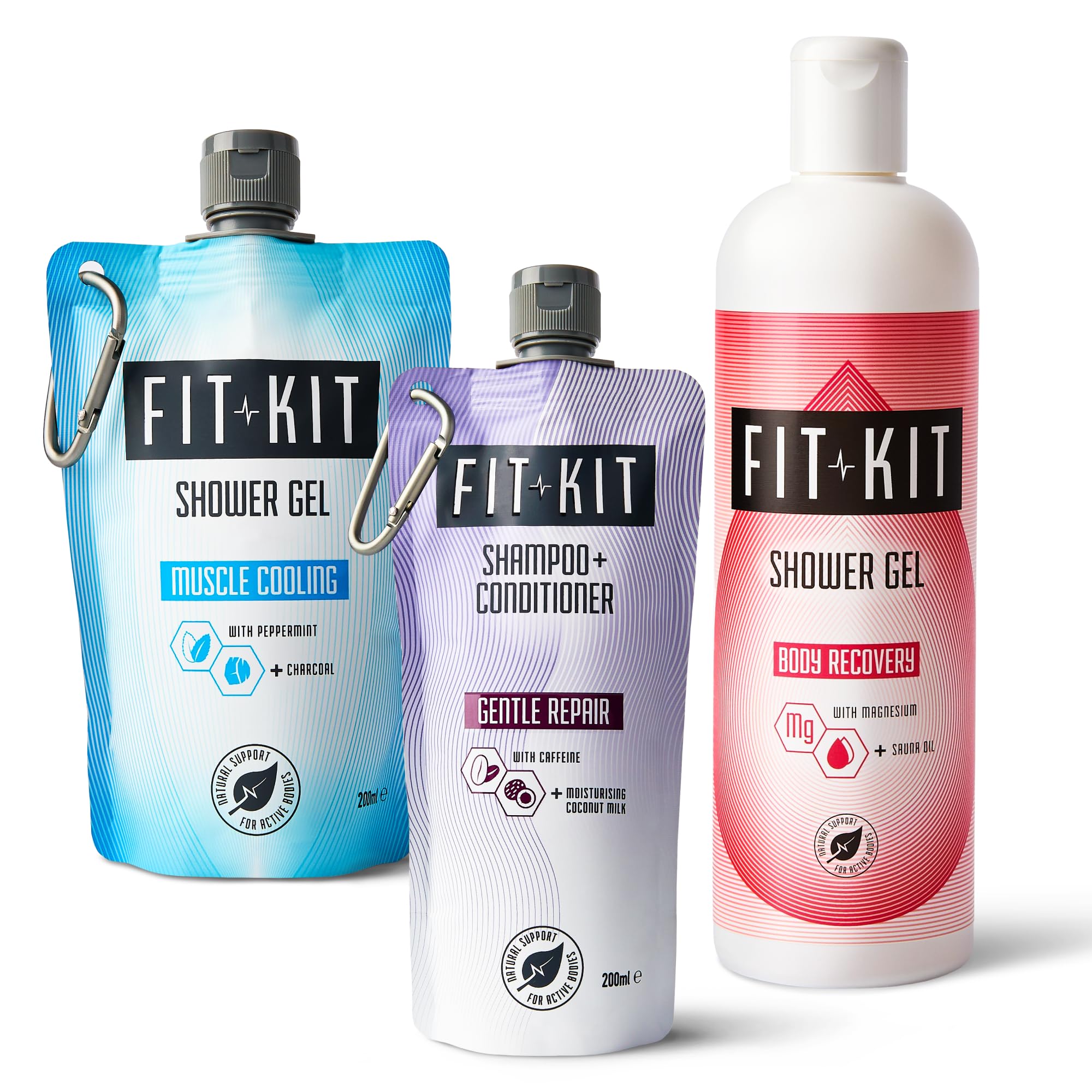 Fit Kit Power Shower Gel Gift Set for Men | Bath & Body Care Box for Father & Dad | Mens & Womens Muscle Recovery Wash & Hair Growth Shampoo | Toiletries Gifts for Him, Her, Grandad or Stepdad