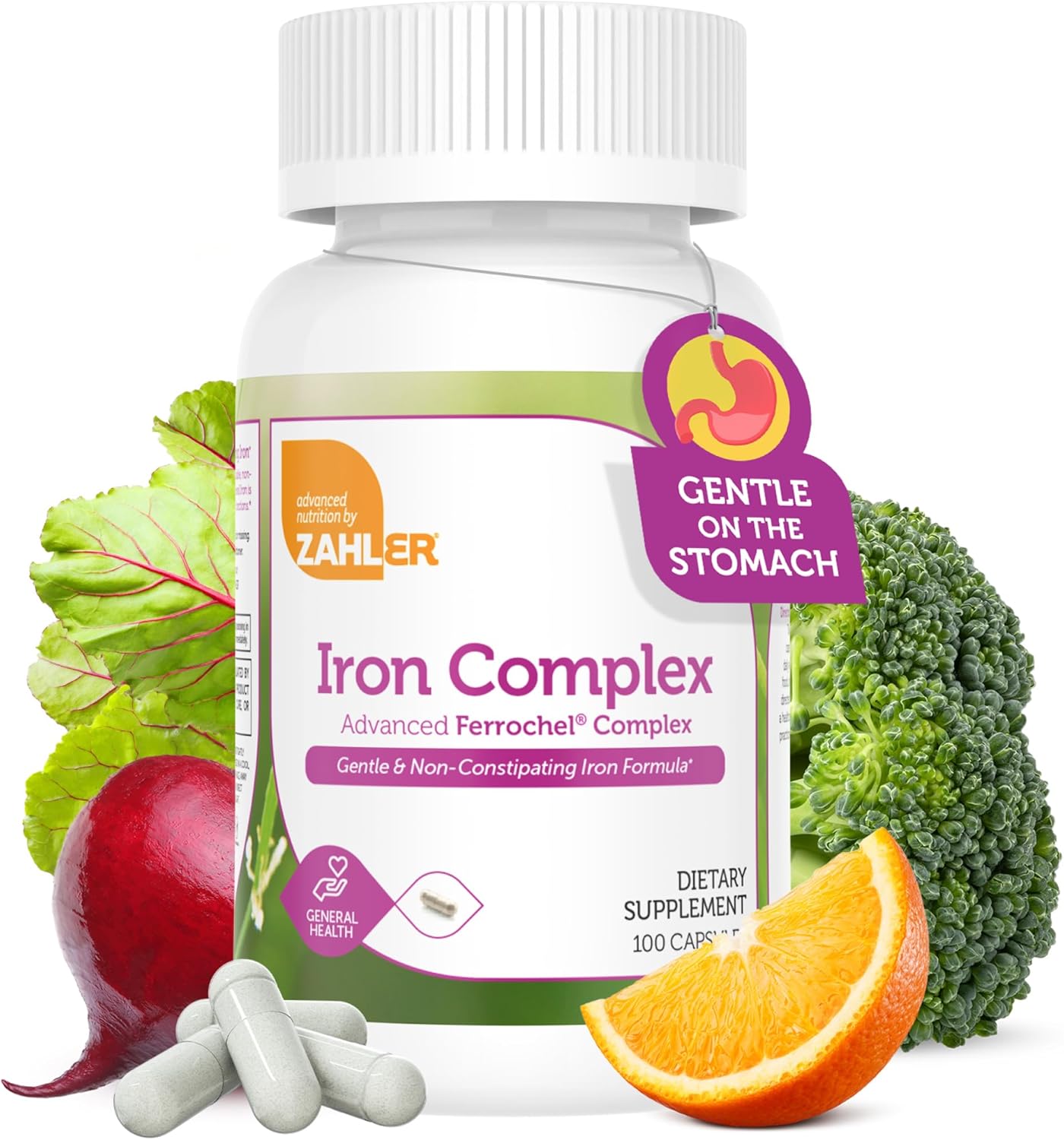 Zahler Iron Complex, Gentle & Non-Constipating Iron Formula, 250 Capsules