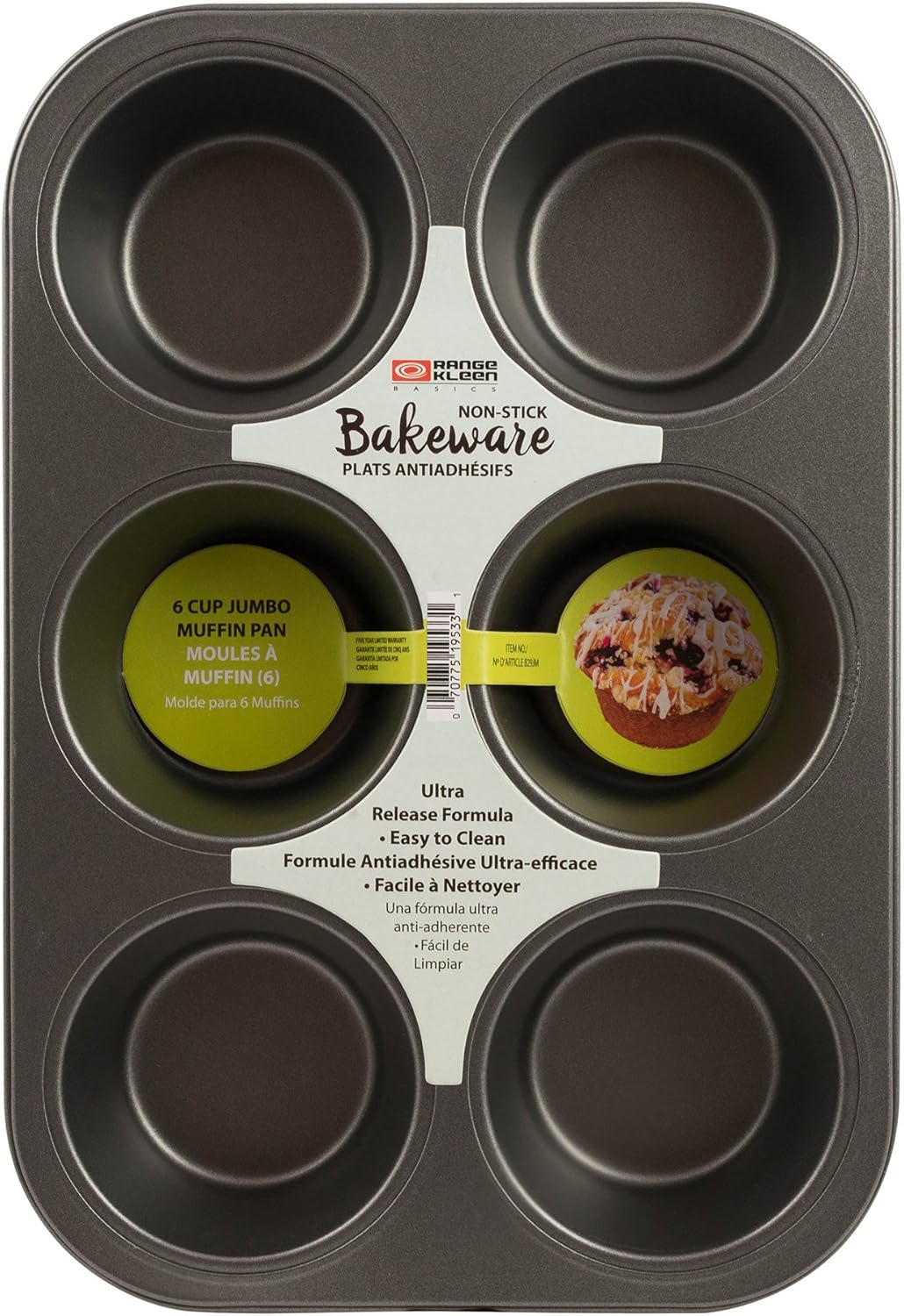 Range Kleen B29JM Non-stick 6 Jumbo Muffin Pan, Black