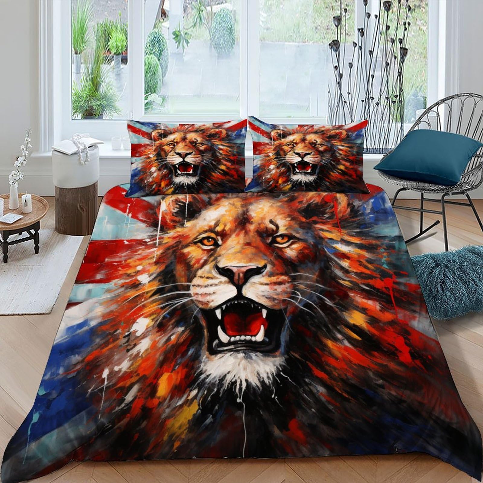 Parure de lit girafe microfibre imprimé animalier haute définition 135x200 cm toucher ultra doux