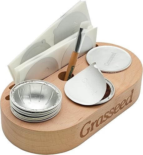 Grasseed Kit de cápsulas Vertuo reutilizables para cápsulas VertuoLine con estación de sellado de vainas, cepillo y 50 tapas de sellos de papel de