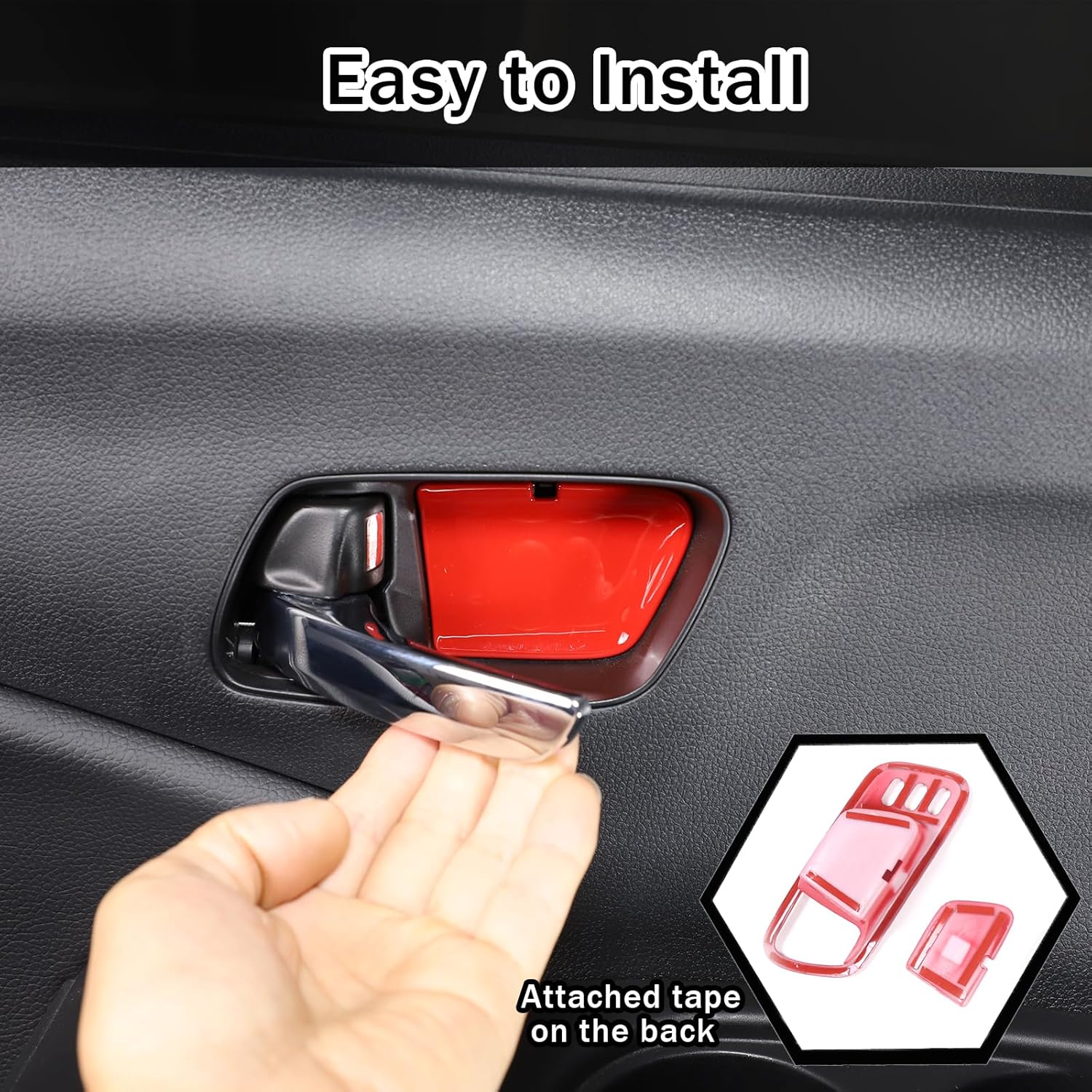 Inner Door Handle Bowl Cover Trim for Honda Pilot 2016-2022, 4PCS ABS Material Car Interior Door Bowl Frame Protector Accessories (Sports Red)