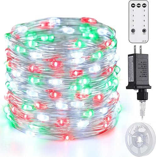Miniatura 15 de JMEXSUSS 200 luces LED de hadas verdes de Navidad con control remoto, 66 pies, 8 modos, luces de hadas para interiores con rueda, luz verde