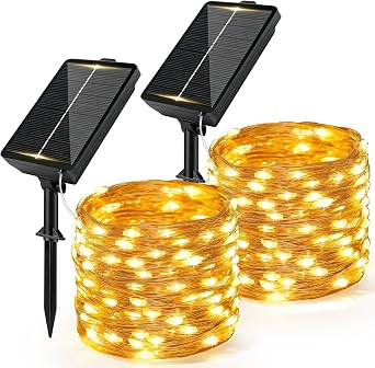 Bowfar 2 Pack Solar Fairy Lights Outdoor, 12M 120LED Garden String Lights