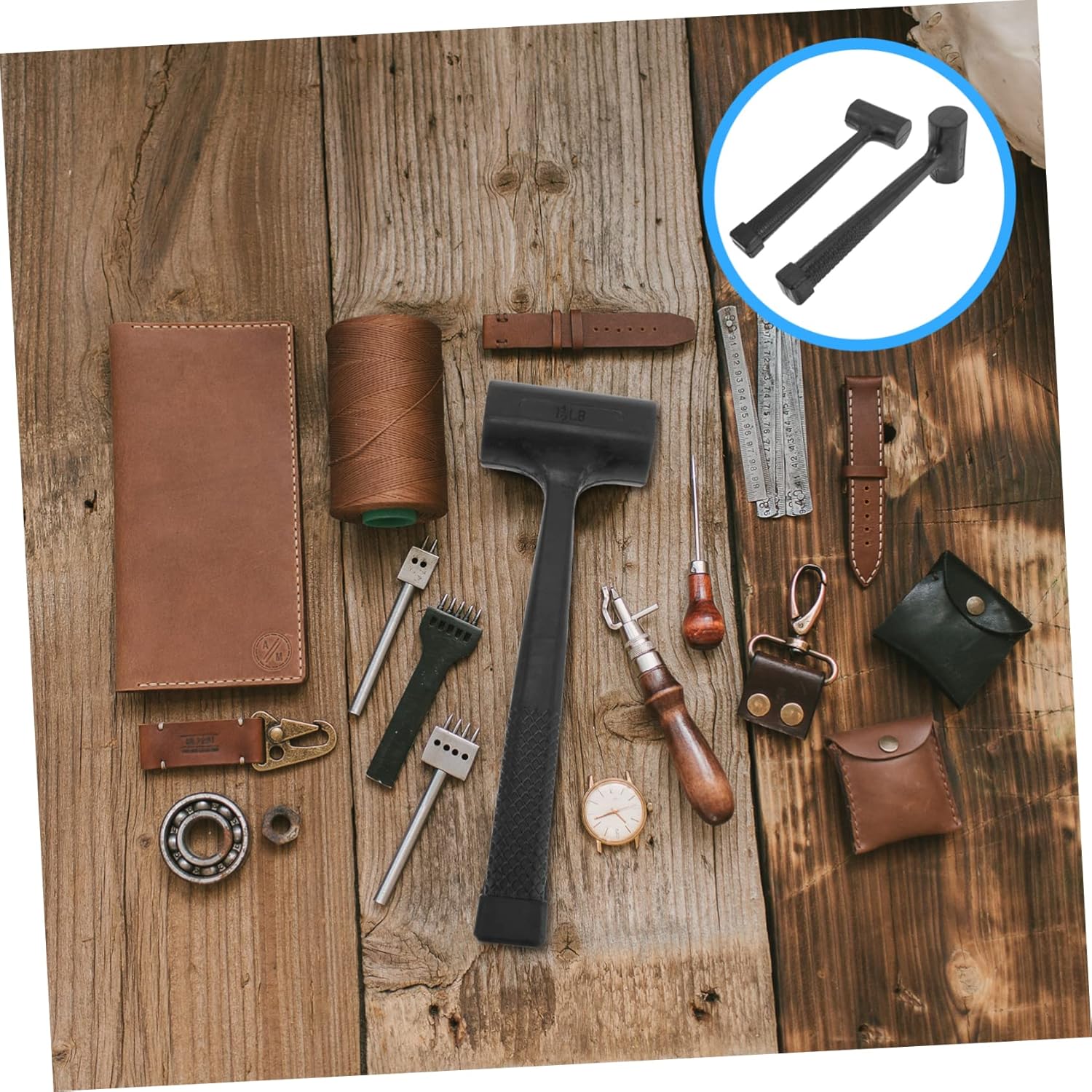 2pcs Non- Rubber Hammers for Tile Installation Shock-resistant Mallets for Flooring Carpentry and Home Renovation Double- Design