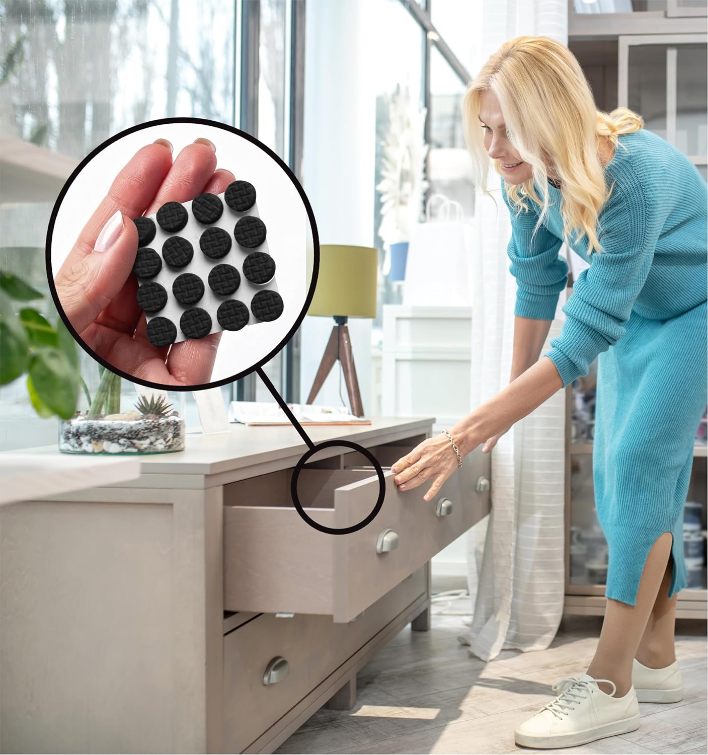 Slipstick GorillaBumperPads Premium Cabinet Door Bumpers 3/8” Round Non Slip Pads, Cabinet Stoppers, Bumpers for Drawers, Cupboards, Cutting Boards, Glass Tops, Picture Frames, 64 Gripper Dots image 3