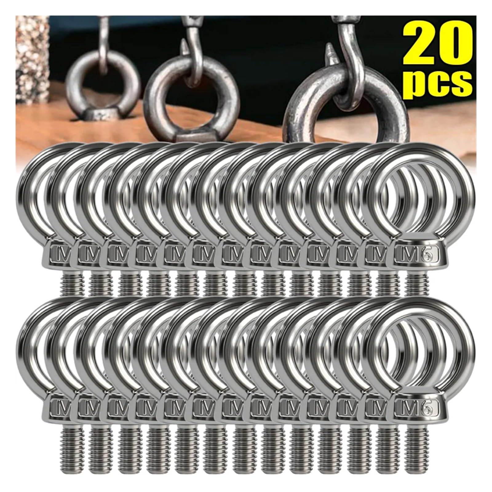 Pernos de Ojo de Acero CáNcamos Pernos de ojo elevación acero inoxidable M4 M5 M6 M8, perno anillo redondo alta resistencia, tornillo con orificio roscado for fijación colgante, cable(M5,5PCS)