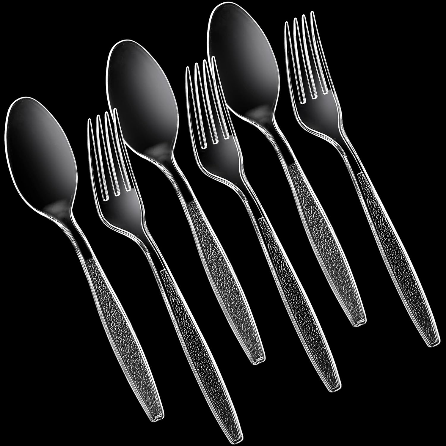 Clear Plastic Cutlery Set - (Bulk Case Pack of 1440 Pcs) Plastic Utensils Heavy Duty, 720 Forks and 720 Spoons, Silverware Sets for Party Supplies, Dinners, Take-Out, Catering, Food Services