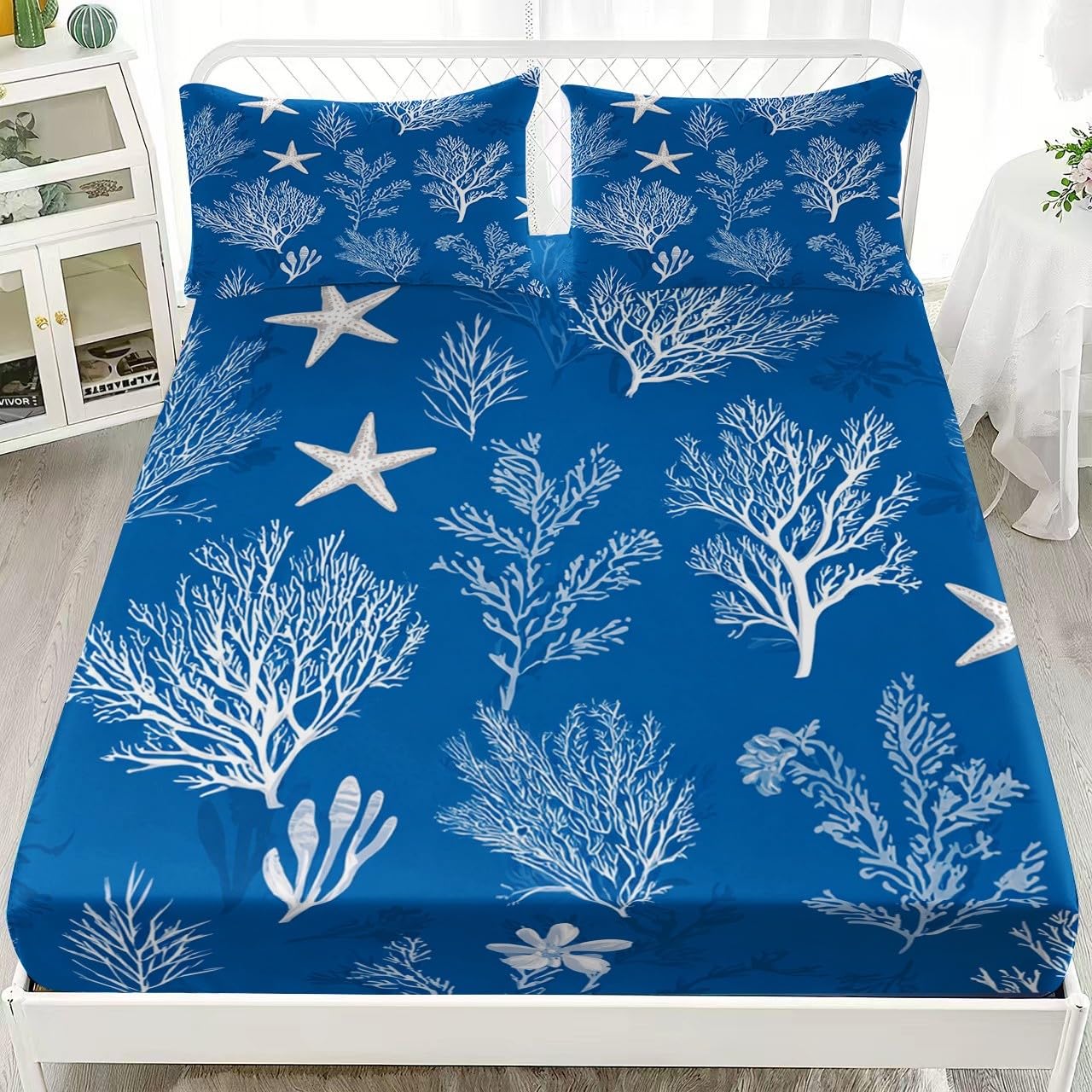 Matrimoniali Lenzuolo Sotto con Angoli 180x200x30cm Blu Scuro
