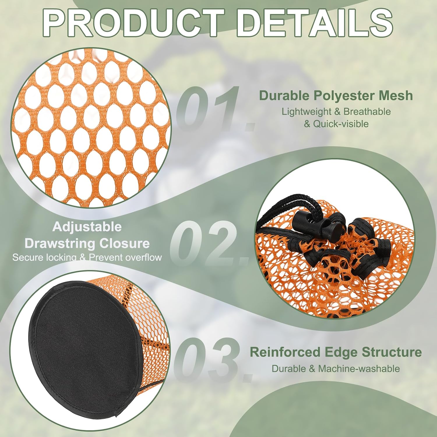 Golf Ball Storage Bag Nylon Mesh Golf Pouch with Adjustable Drawstring Closure for Balls Outdoor Sports Supplies image 3