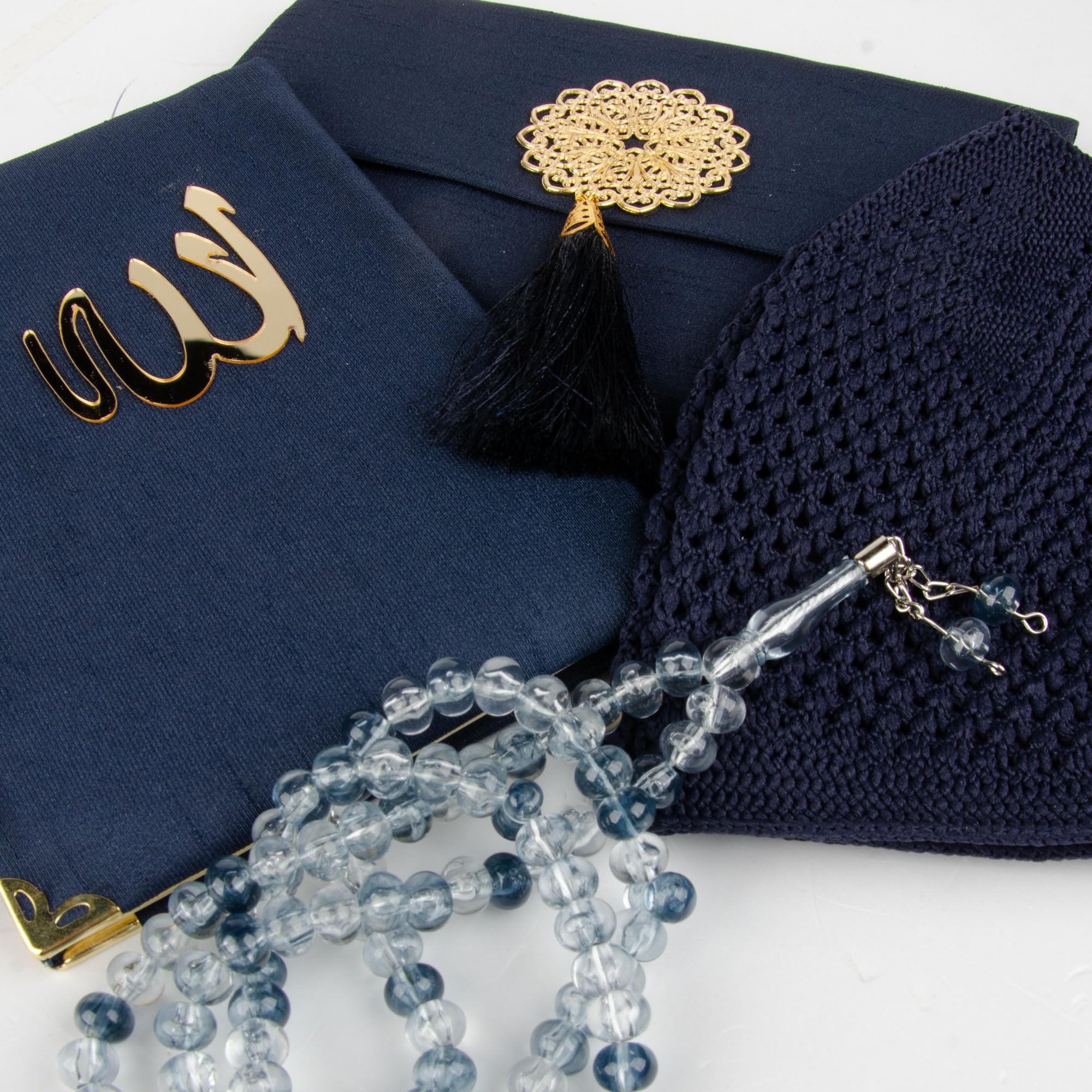 Set regalo di preghiera islamica per uomo, tappetino da preghiera in velluto, perline Tasbih, libro Yaseen - Elementi essenziali per la preghiera musulmana - Regalo per Ramadan Eid