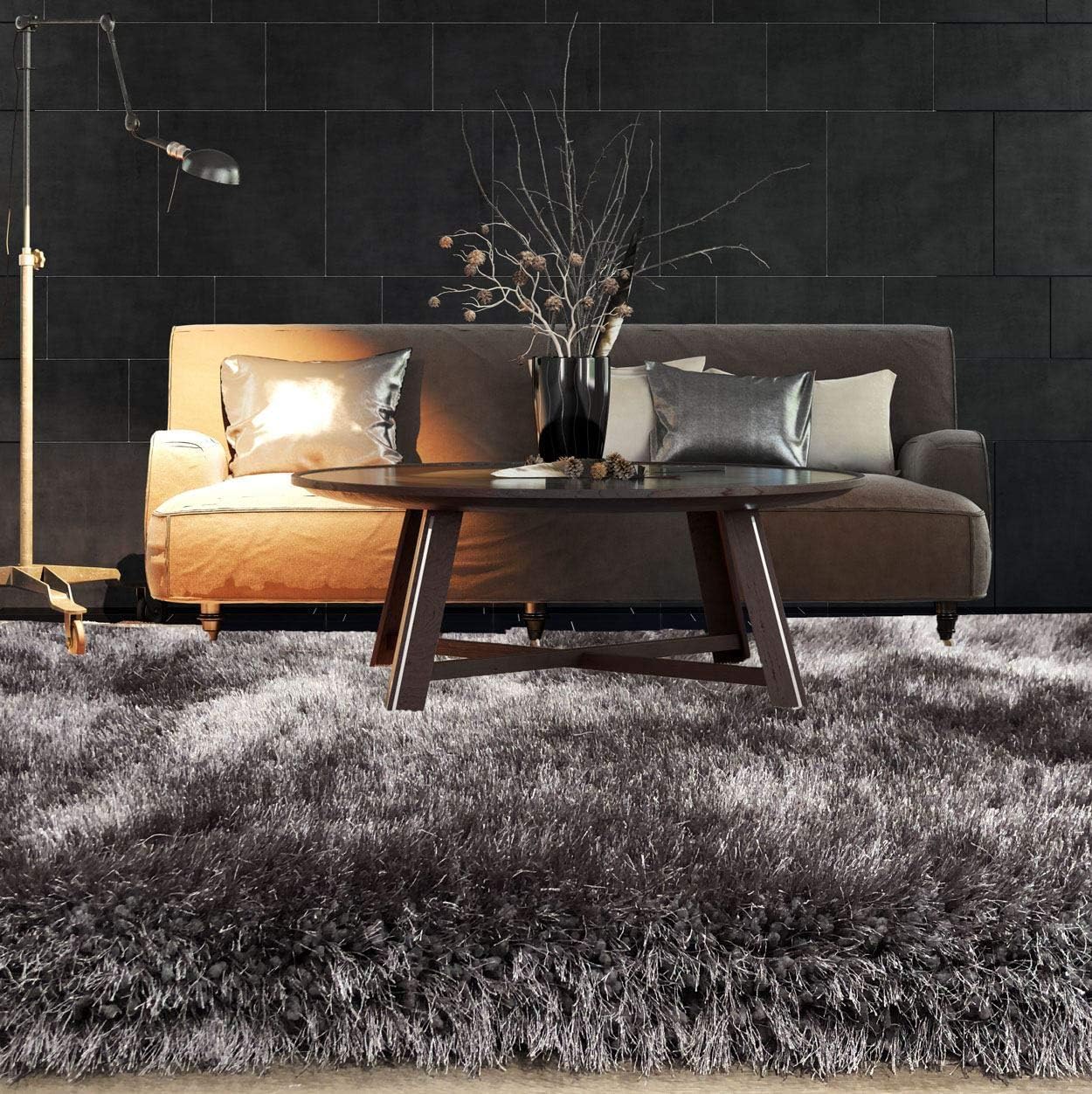 Modern Style Rugs Super Plush Soft Touch Floor Fluffy Shaggy Rug - Chunky Pile - Home Living Room Accessories - 100% Polyester (9cm Dark Grey, 120x170cm)