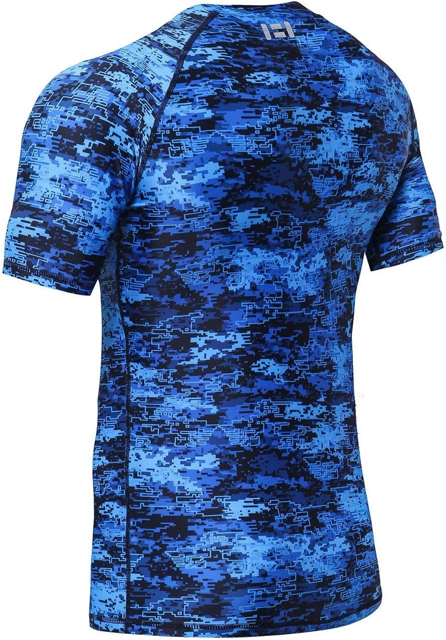 ADOREISM Men's Rash Guard Short Sleeve Quick-Dry UPF 50+ Sun Protection Compression Swim Shirts for Men