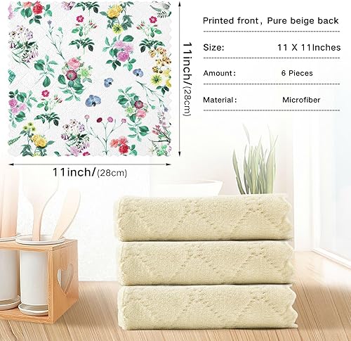 Miniatura 3 de Leaves Wild Flower Quality Decorative Kitchen Microfiber Towels Quick Dry 6 Pack Microfiber Drying Towels for Car Detailing for Countertop
