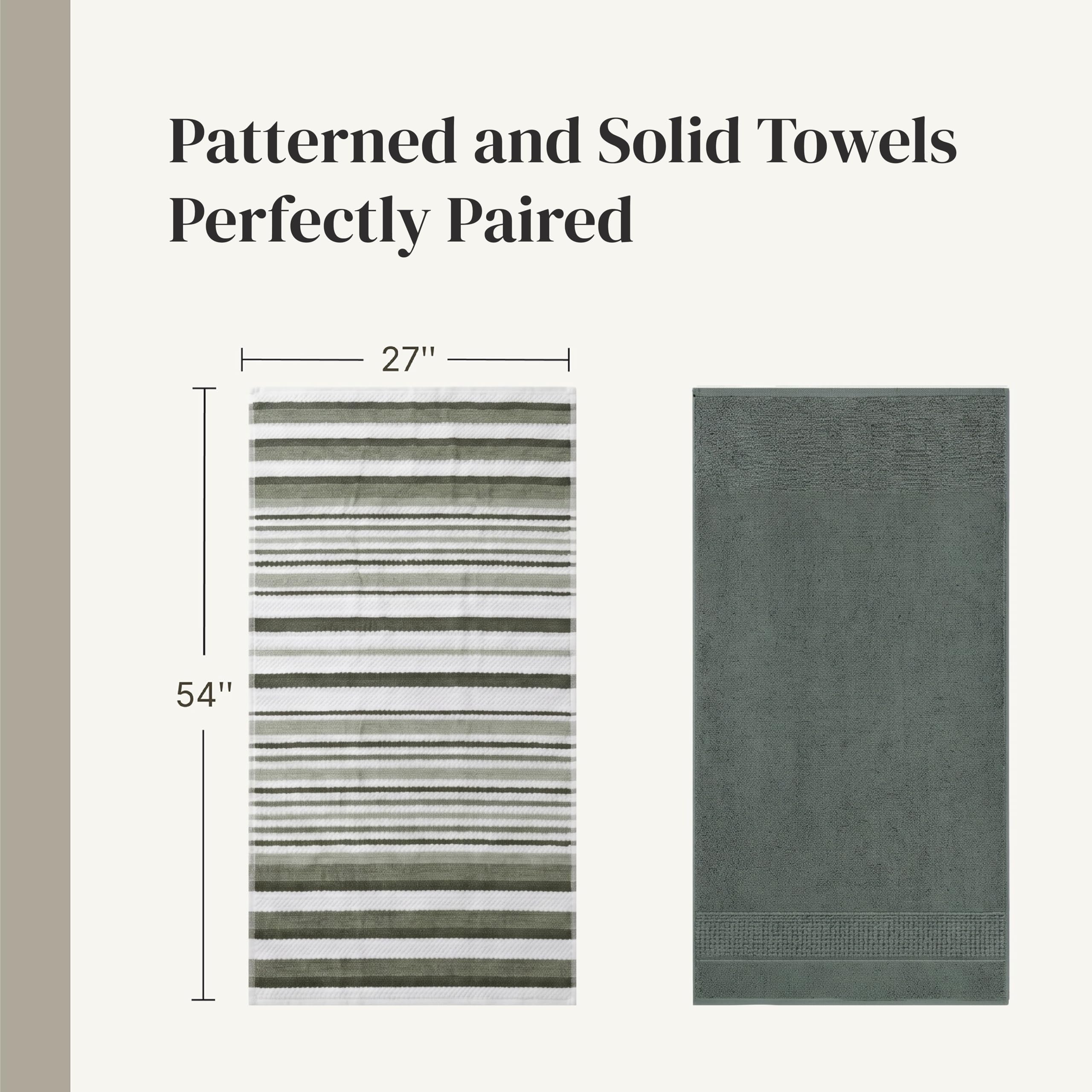 Modern Threads Pax 6-teiliges Wendegarn-gefärbtes Jacquard-Handtuch-Set – Badetücher, Handtücher und Waschlappen – super saugfähig und schnell trocknend – 100% gekämmte Baumwolle, Efeu