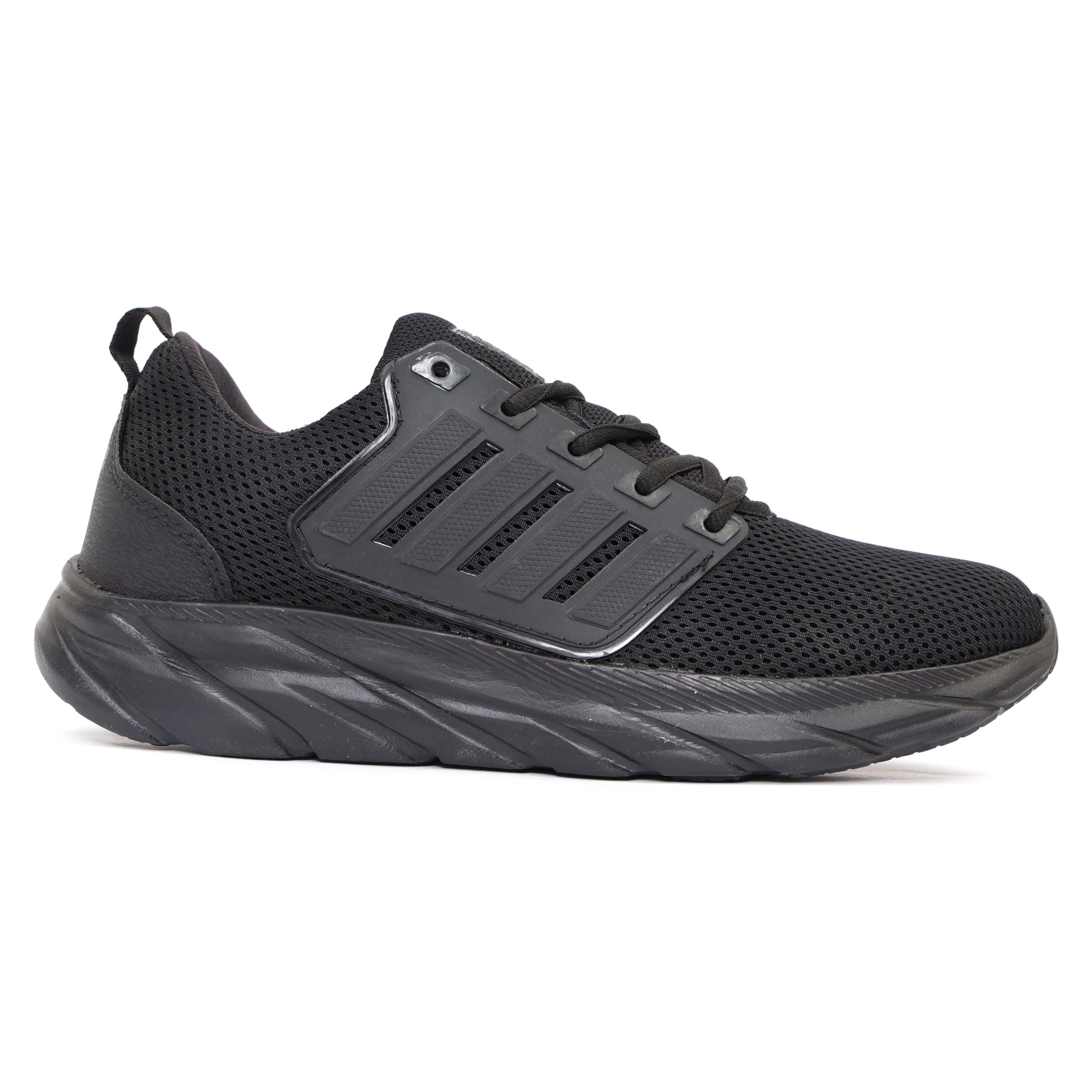 PATHAR First Running Walking Jogging Walking Gym Shoes for Men | Sports Shoes for Men with a Cushioned Insole and Revolutionary Ball Tech Unit | Mesh Upper & Secure Lace-Up Closure (Black, UK Footwear Size System, Adult, Men, Numeric, Narrow, 10)
