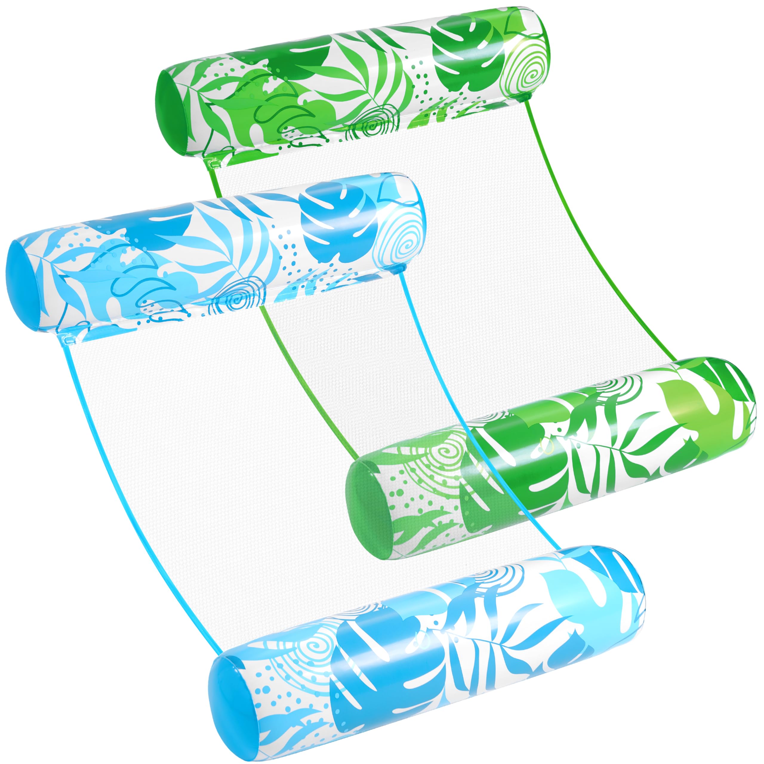 sloosh 2 packs hammock pool floats adults 4-in-1 multi-purpose inflatable pool floats pvc water hammock lounge floaties