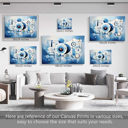 Miniatura 662 de Lienzo artístico para pared, pinturas de arte abstracto, fantasía azul, grafiti colorido sobre fondo blanco; decoración artística moderna para sala