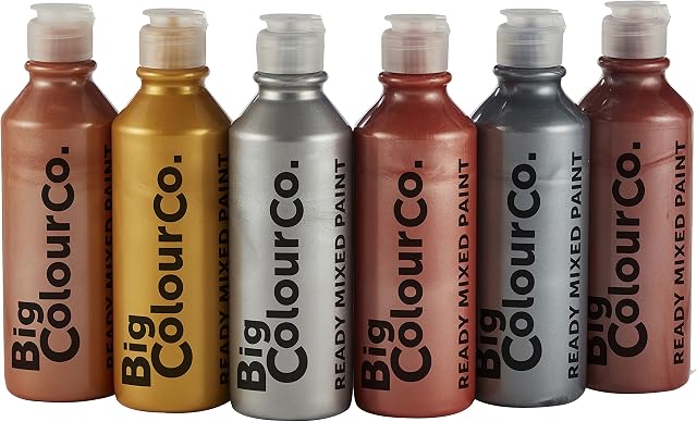 Big Colour Co Ready Mixed Paint, Assorted Metallic, 6 x 300ml