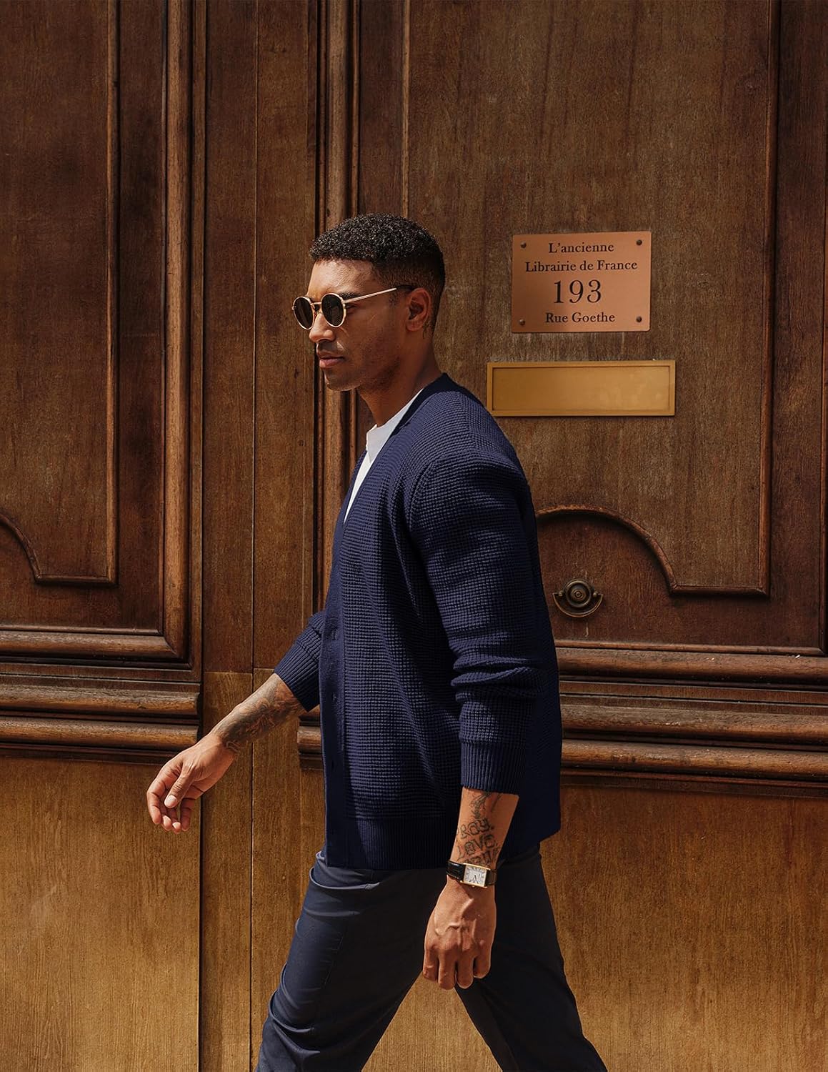 PJ PAUL JONES Mens Waffle Textured Cardigan Sweater Long Sleeve V-Neck Knitted Sweaters - Image 9