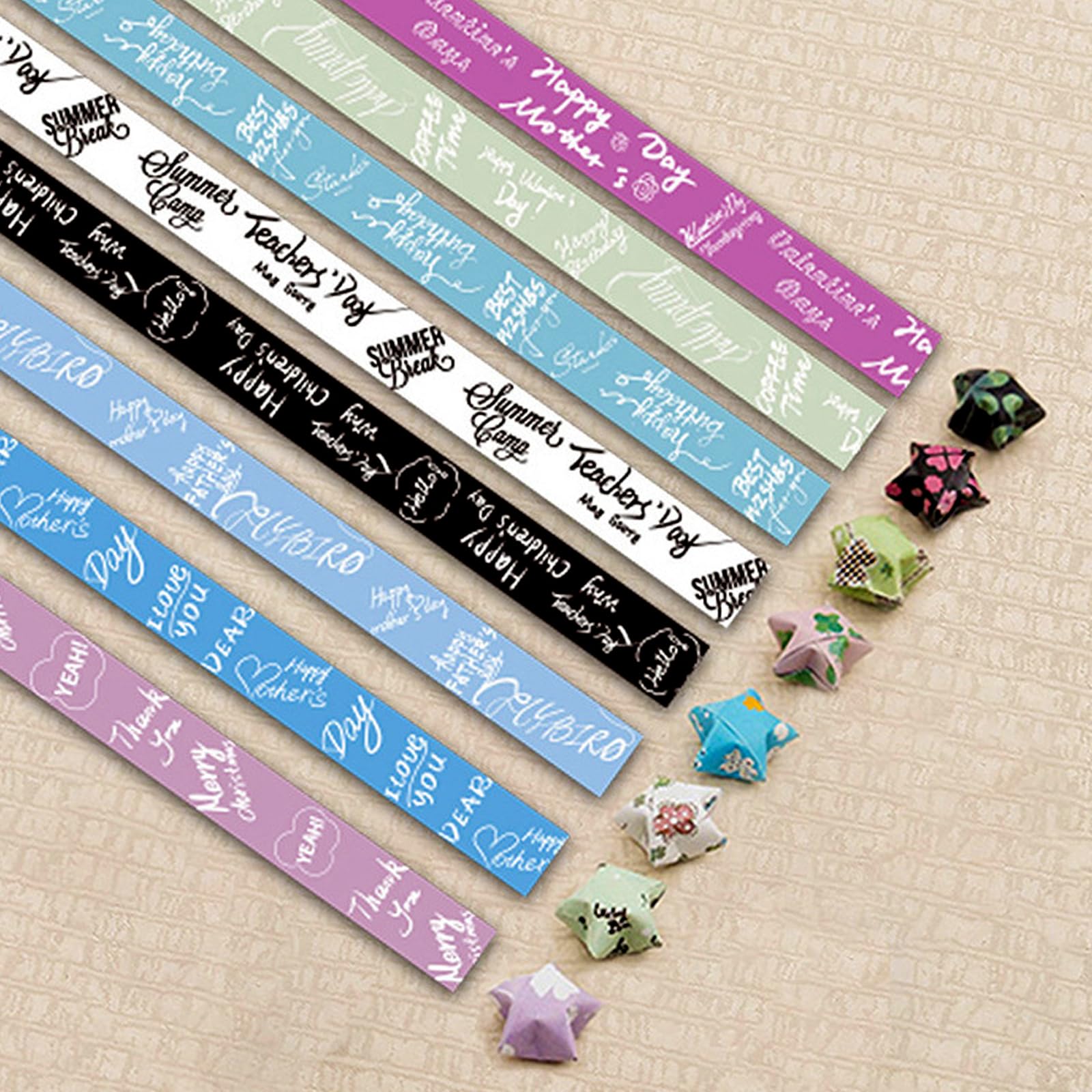 Origami Paper Stars, Colorful Handcraft Origami Lucky Star Paper DIY Paper Arts Creativity Hand Art Crafts(Printed English letter 540 sheets)
