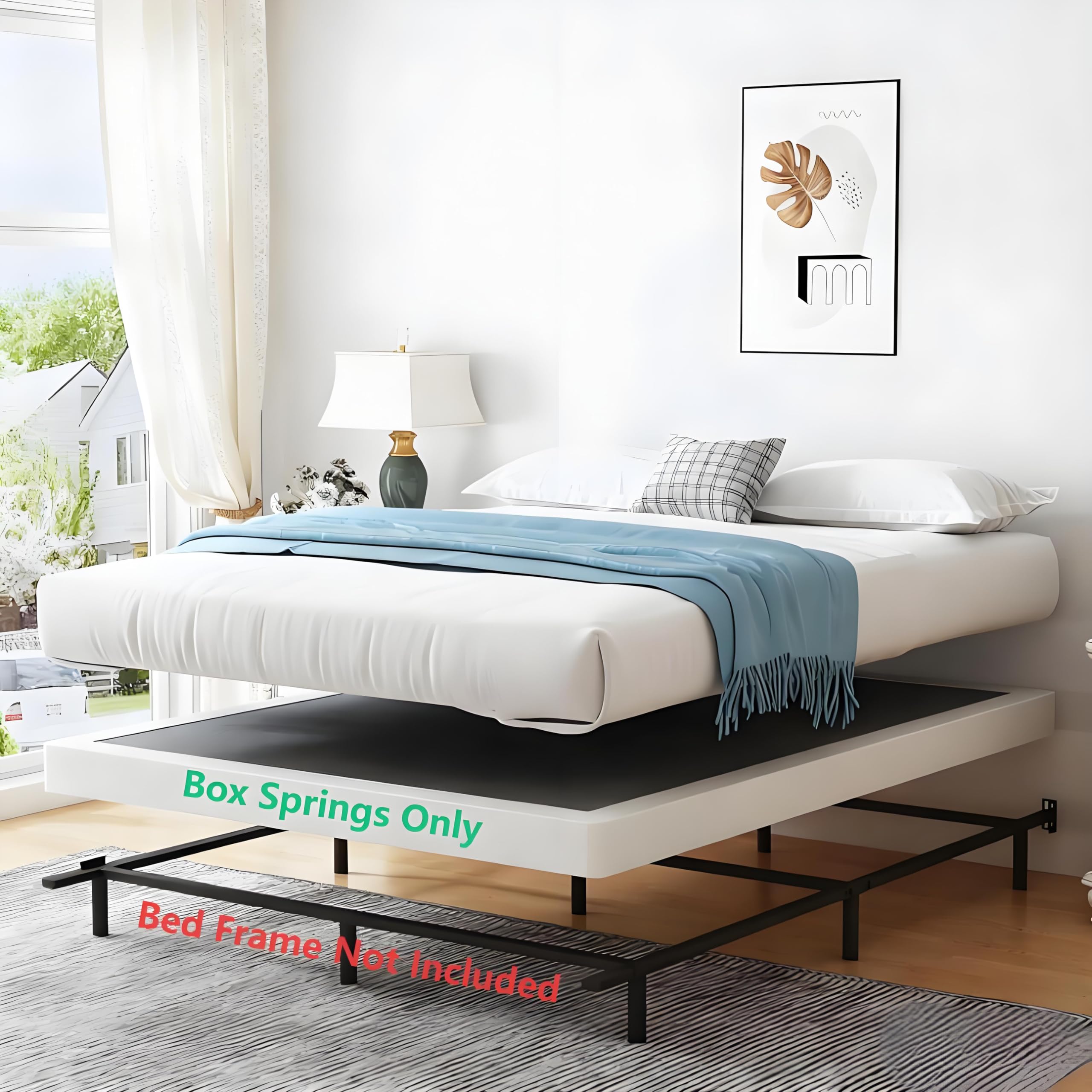 Rasing Box Spring Snapklik.com : Vaciwe Queen Box Spring 4 Inch Heavy Duty Metal Box ...