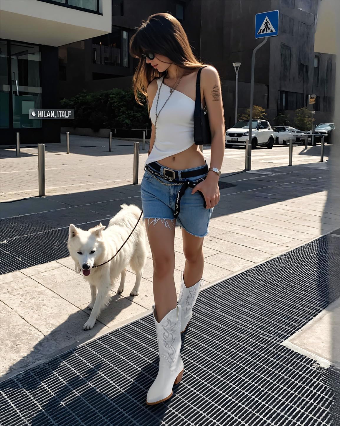 MUCCCUTE Cowboy Boots for Women Cowgirl Boots Mid Calf Pointed Toe Embroidered Fashion Western Chunky Pull On - Image 7