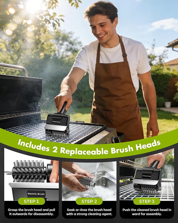 UTUKO Electric Grill Brush, Rechargeable Electric Grill Cleaner 1500 RPM, 100-Min Runtime, Includes Replacement Brush, Safe for All Grills, BBQ Gift for Men by UTUKO - Used condition - Image 6