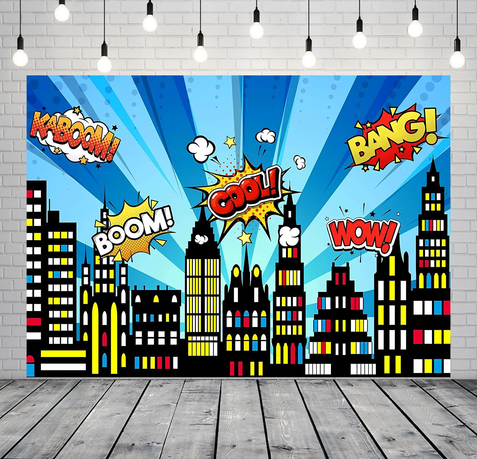 CORFOTO 15x10FT Super City Backdrop for Birthday, Party, Wedding, Graduation, Festival - Polyester, N2-a16565
