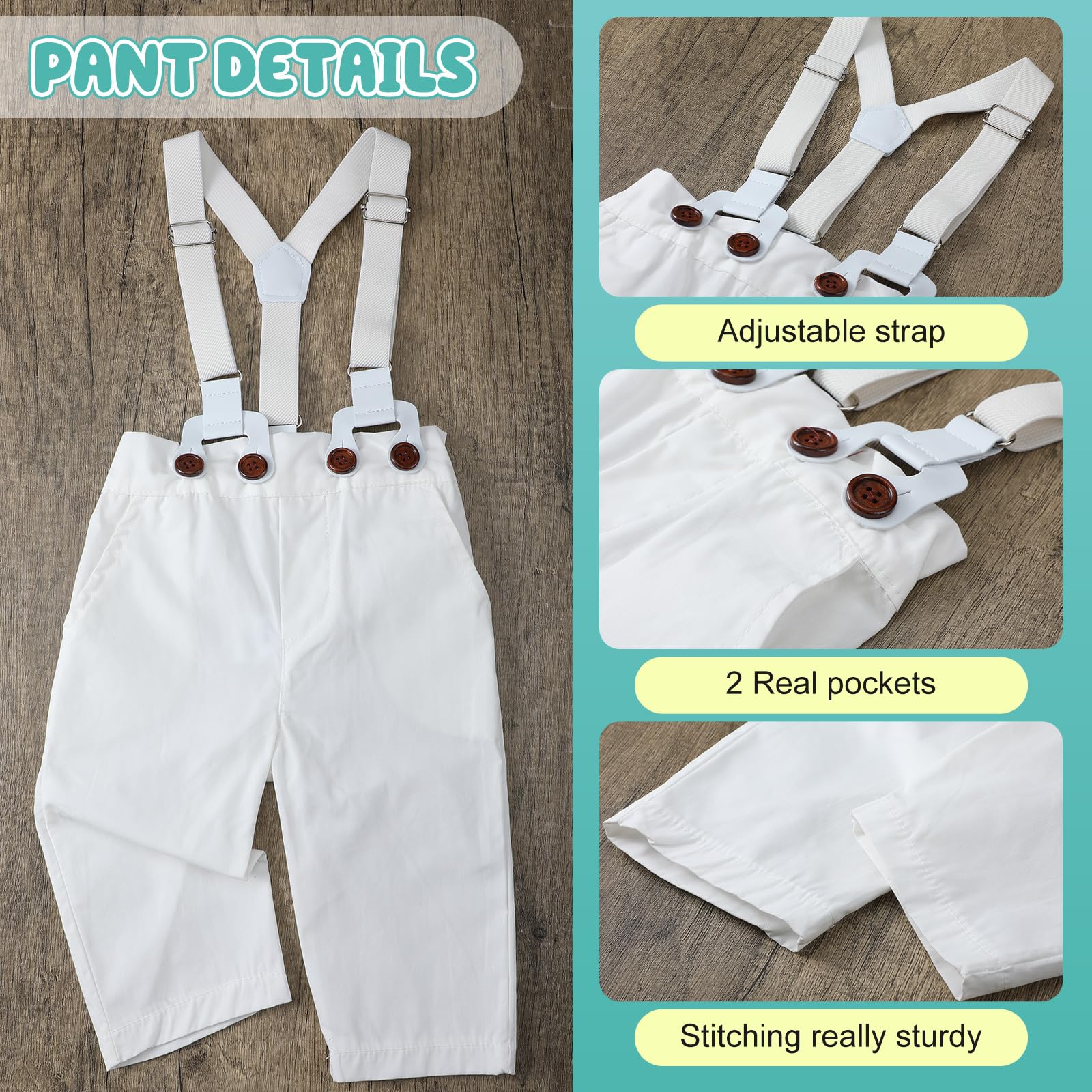 5 piezas de trajes de bautizo para bebé niño, incluye camisa, boina, sombrero, tirantes, pantalones, zapatos, calcetines, trajes de bautizo para niños
