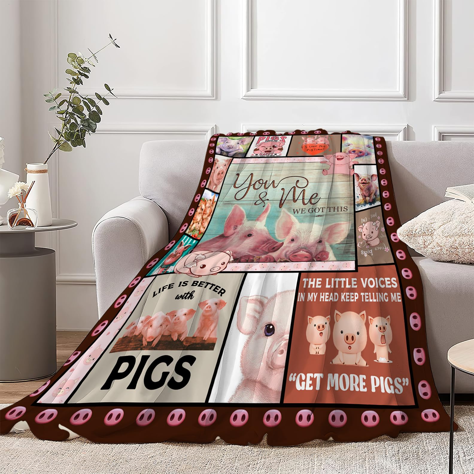Couverture Polaire En Flanelle Douce à Motif Cochon - 100 X 130 Cm, Pour Canapé, Lit, Cadeau Enfant, Lavable Machine - 2