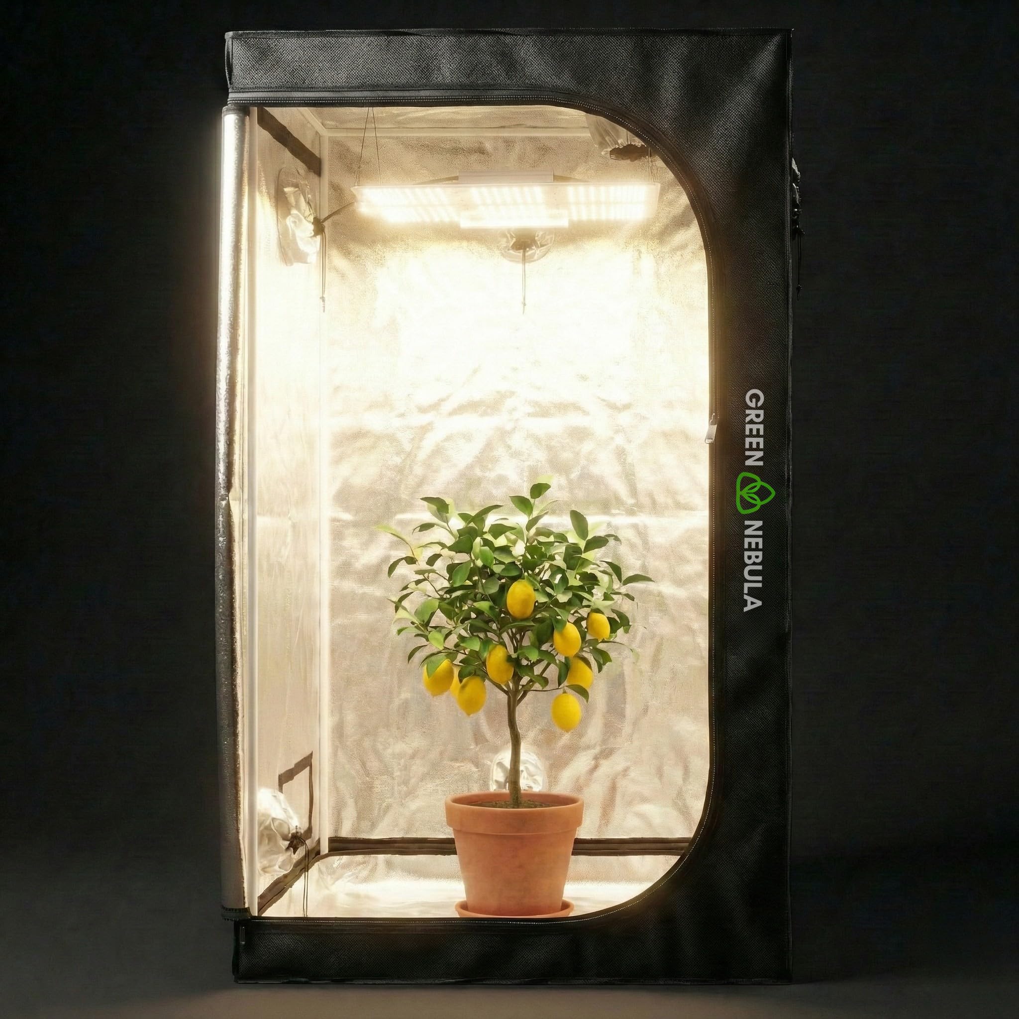 Green Nebula Growzelt 80x80x180 cm | Grow Tent reflektierendes Mylar 1680D Oxford Stoff | Grow Box für Indoor Anbau | Pflanzenzelt lichtdicht, wasserdicht, stabil