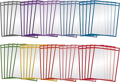 Better Office Products - Fundas de bolsillo de borrado en seco, 50 unidades, transparentes, de gran tamaño, 10.25 x 13.75 pulgadas, protectores de