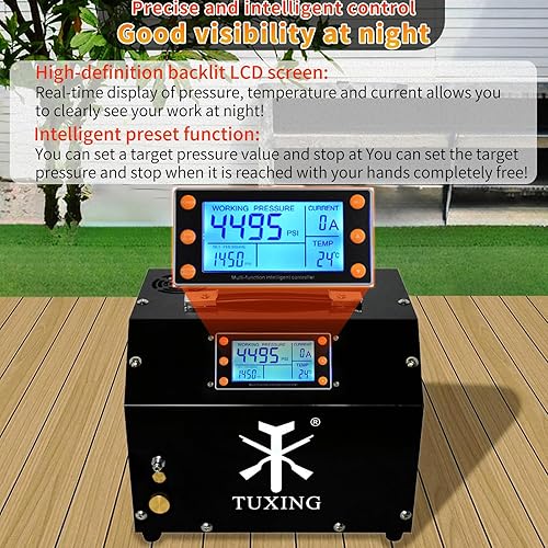 Miniatura 7 de TUXING Compresor de aire PCP de 4500 psi, compresor de alta presión de parada automática ajustable, versión de pantalla LCD, equipado con sistema de