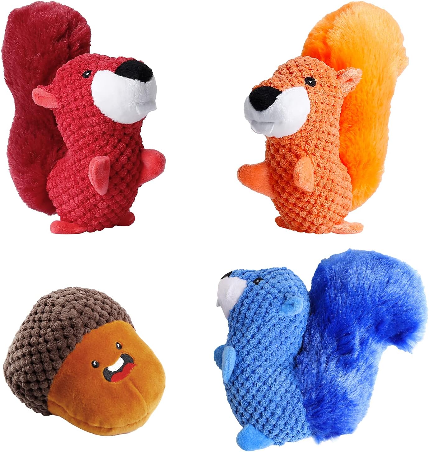 Toozey Squeaky Dog Toys, 4 Pack Colorful Dog Toys for Small and Medium Dogs, Cute Squirrel Small Dog Toys and Pine Cone Puppy Toys Small Dogs, Durable Puppy Chew Toys