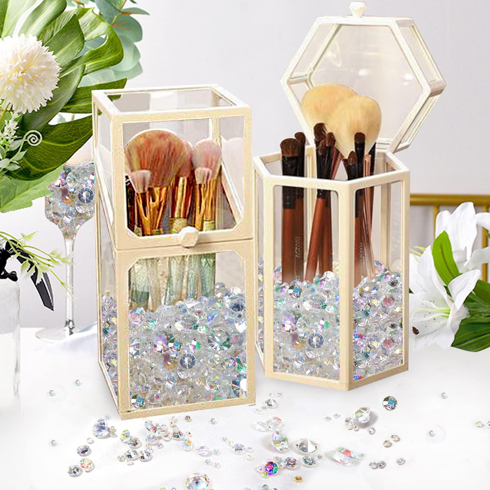 TOAOB 5000pcs Cristaux Acrylique Diamants en Forme de Diamants AB Coloré Confettis 3mm 6mm 10mm pour Décorations de Pièce du Centre de Table Table