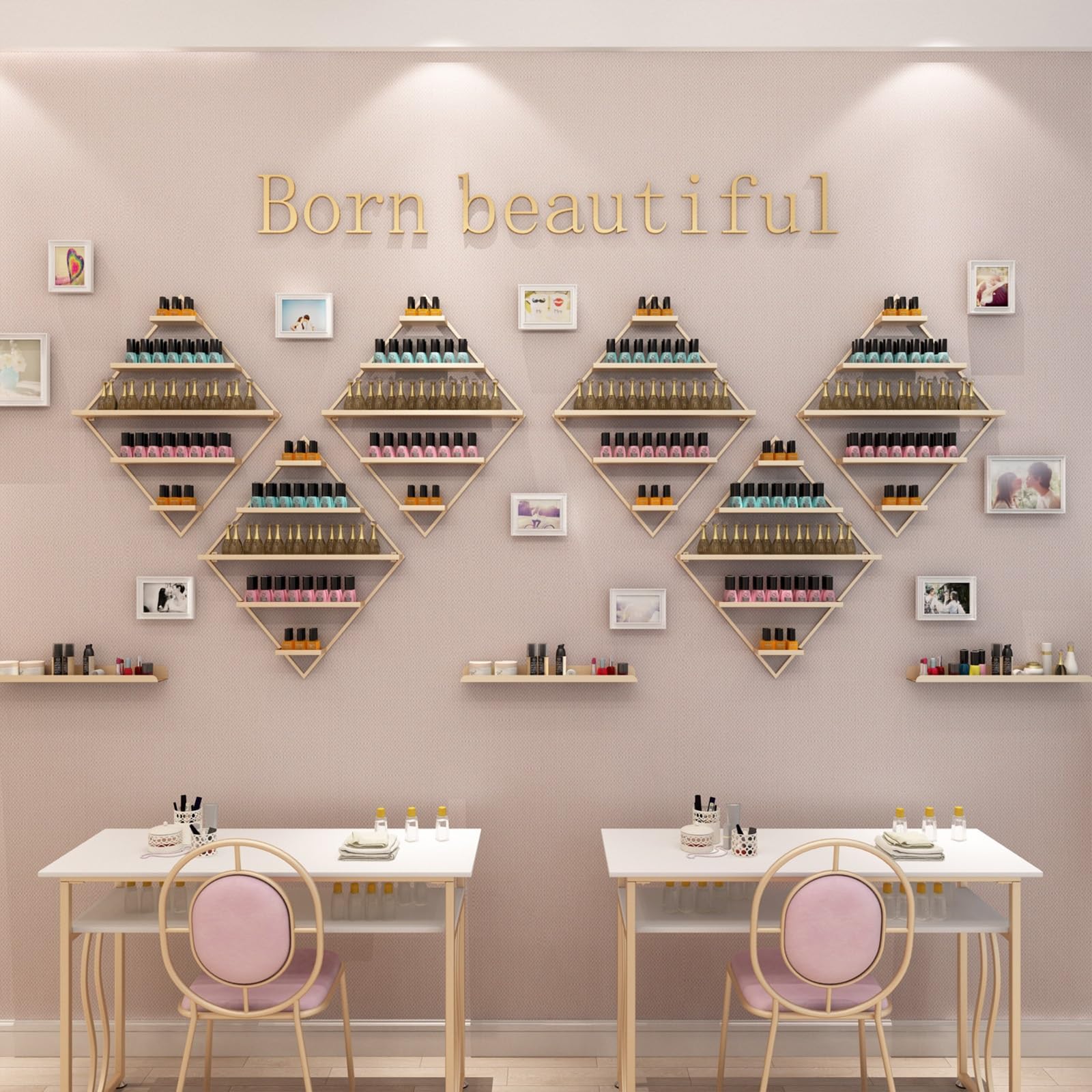 Genérico Expositor de esmaltes de uñas de Pared, Estante para aceites Esenciales y Maquillaje, Organizador de Maquillaje, estantes de esmaltes de uñas de Pared, Vitrina para Botellas, Fabricada en hi