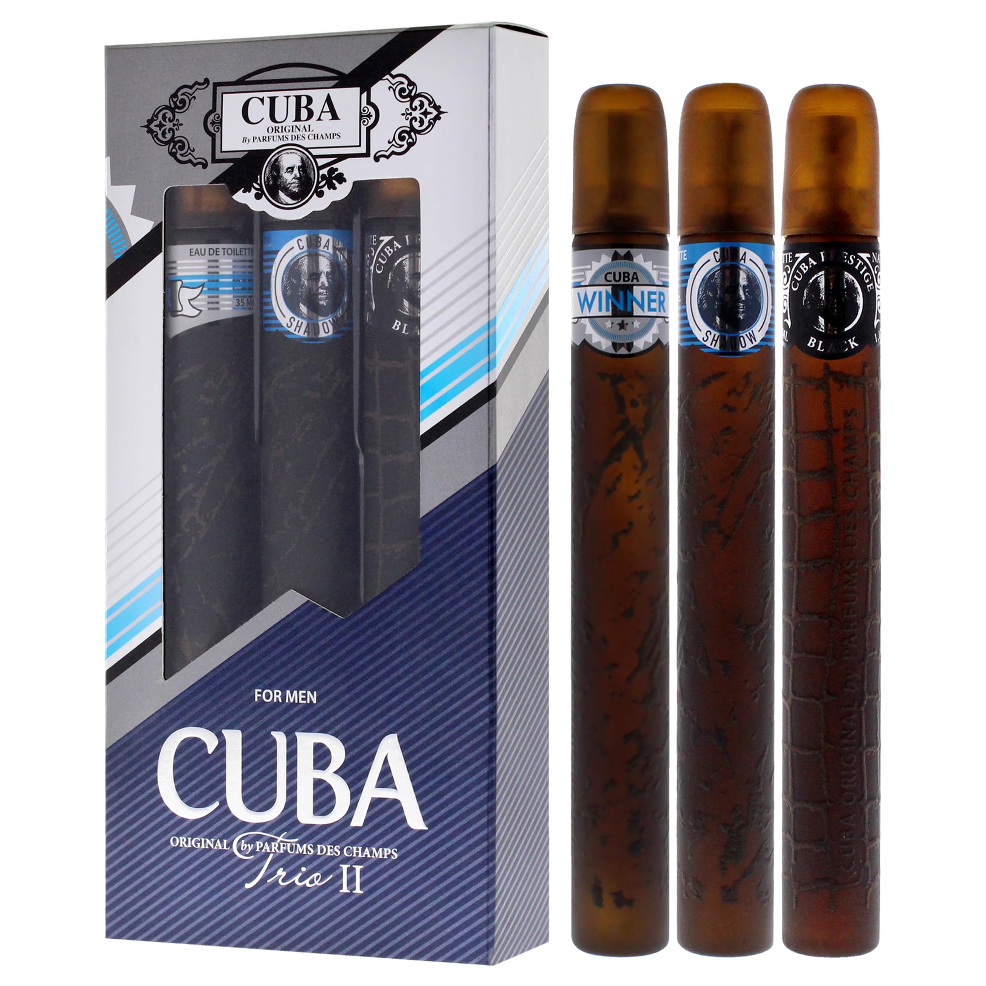 Cuba Set regalo profumo da uomo: Winner, Shadow, Prestige Black, 3 pezzi EDP spray da 33,2 g