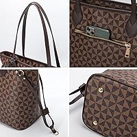 Vista 4 de Bolsos de mano para mujer, bolsos de moda de diseñador con asa superior, 2 piezas, con cartera pequeña (marrón)