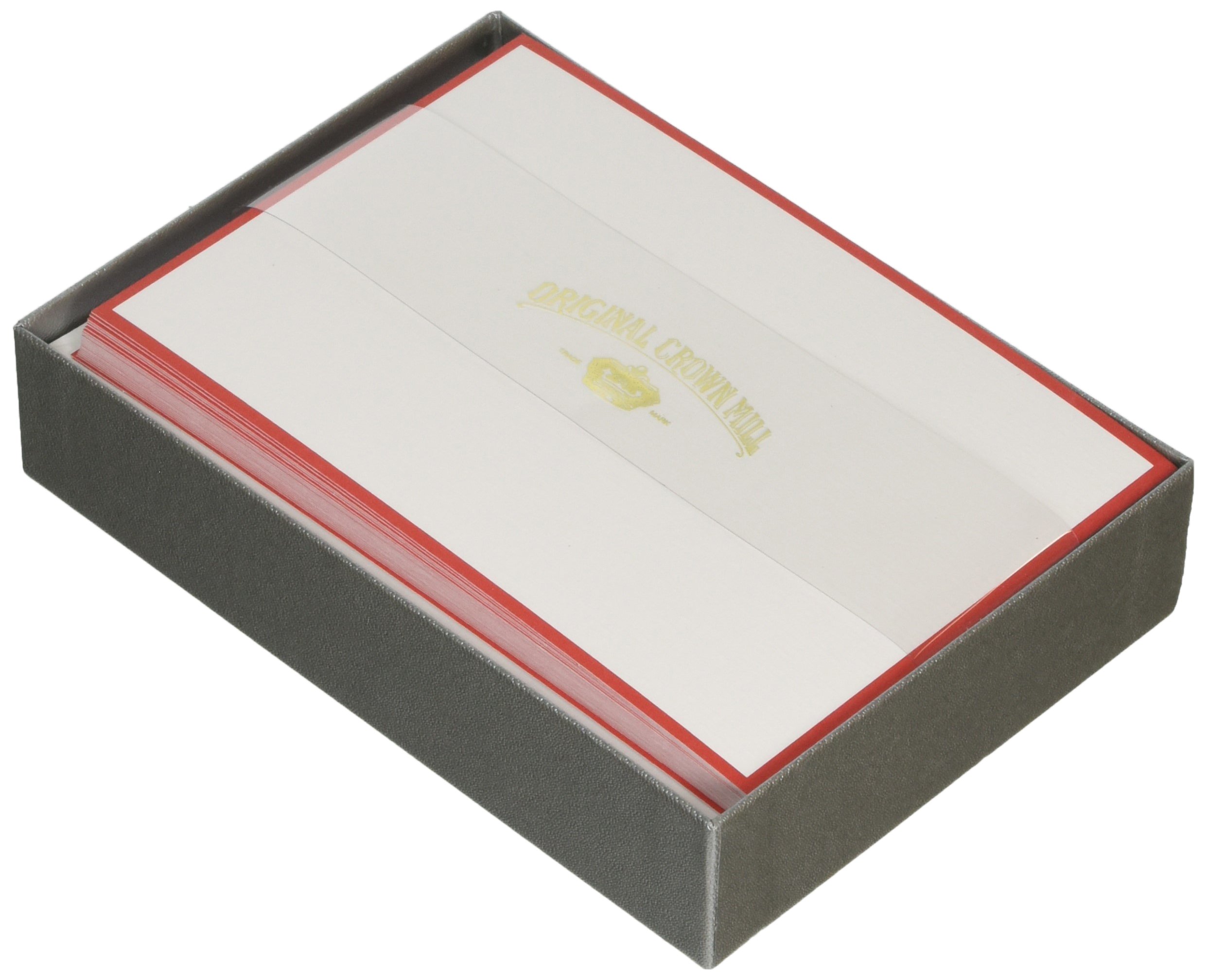 Original Crown Mill Silver Line 10.5 x 15.5 cm Cards Bi-Colour Writing Box Set with C6 Lined Envelopes - Red/White (Pack of 25)