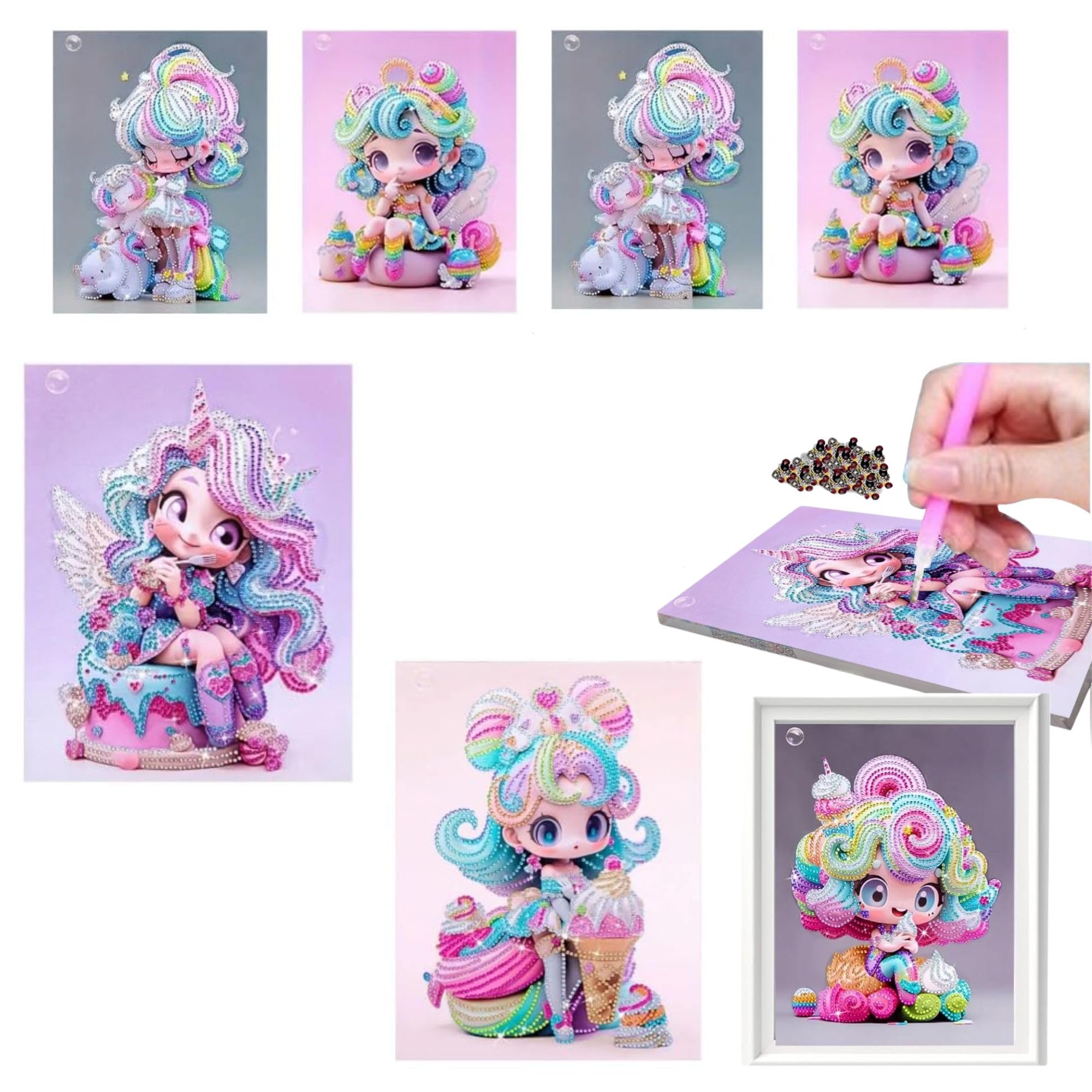 MONKEYTAIL DIY Icecream Princess Diamond Art |Set of 6 |Assorted Design, Mosaic Gem Art | Ideal as Birthday Return Gifts for Kids (B0CKBWTRN3) Amazon Price History, Amazon Price Tracker