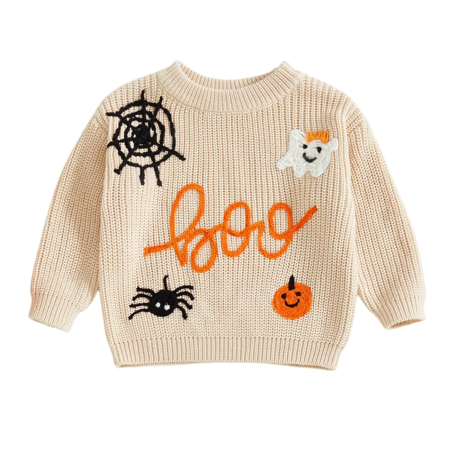 LSFYSZD Toddler Baby Girls Boys Halloween Pumpkin Sweaters Long Sleeve Crew Neck Winter Warm Knitwear Pullover Jumpers Top — view 110