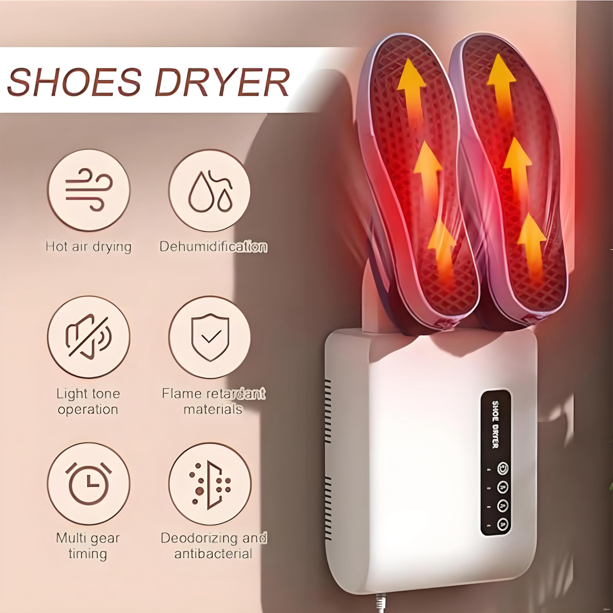 Secadora De Zapatos para Montaje En Pared, Secadora De Botas, Secado Cronometrado De 1-3 Horas, Parada Automática, con 360 ° Giratorio, Solución De Secado Rápido para Hogar